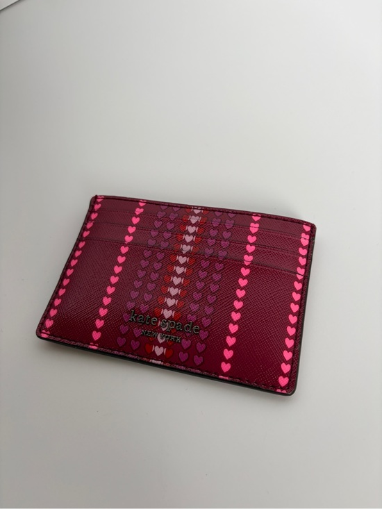kate spade Accessories - kate spade Heart-Striped Pink & Burgundy Card Holder